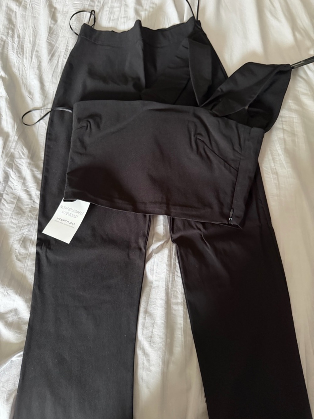 Black Wide-Leg pant set with one-shoulder coordinating top